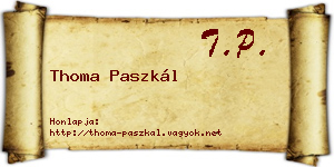 Thoma Paszkál névjegykártya